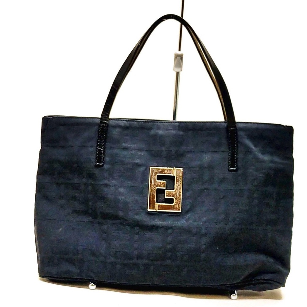 Fendi Forever Zucchino Canvas Tote Bag in Black & Gold